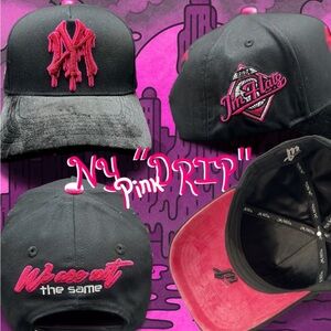 JM Collection Black and Pink Hat Sporty Snapback